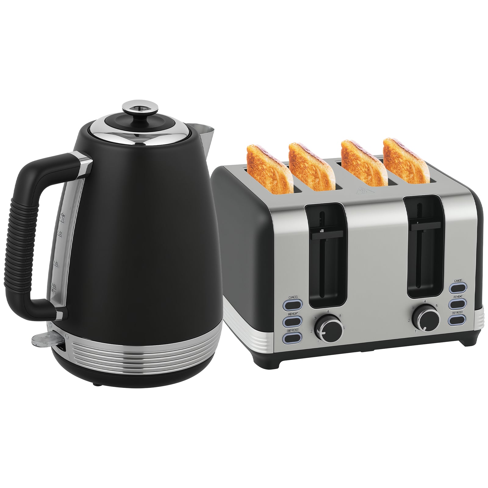 Quick Boil Kettle & Toaster Set | Black