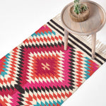 Manila Handwoven Diamond Kilim Wool Rug | 200cm | Orange & Black
