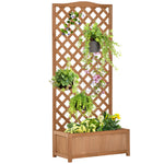 Wooden Planter Box With Trellis 76x36x170cm