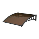1-2.7m Curved Outdoor Door Window Awning Canopy - Transparent Brown PET Plastic Elegant Sun Rain Cover | XS | Brown