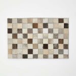 HOMESCAPES Block Check Grey Leather Placemats Set Of 4
