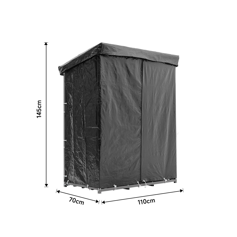 Metal Firewood Log Rack With Waterproof Cover | Small | Black