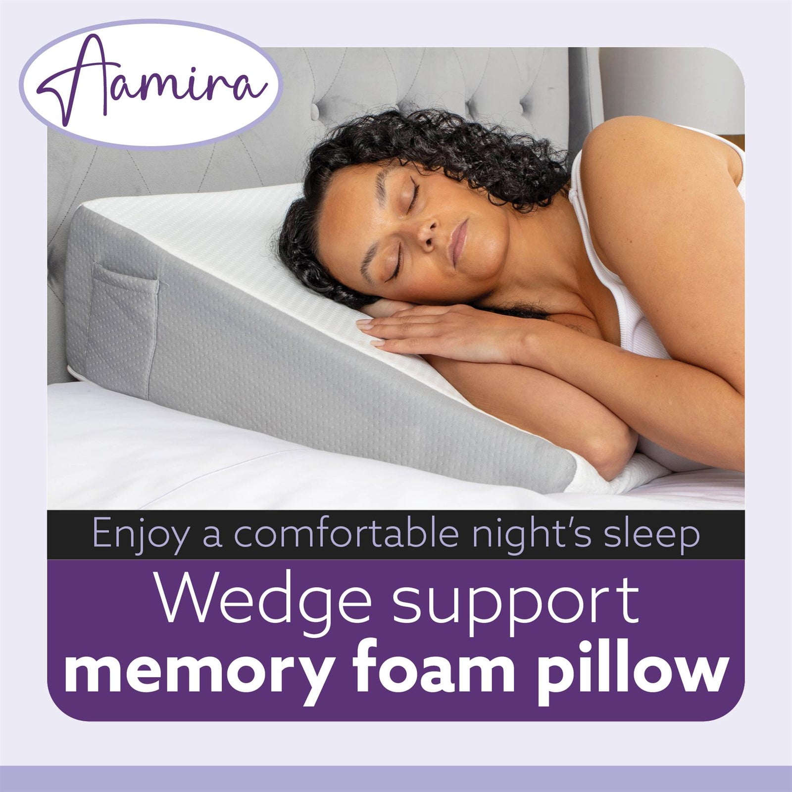 Bed Wedge Pillow For Bed, Memory Foam, Orthopaedic Support For Sleeping, Acid Reflux, Gerd, Snoring & Back Pain Washable