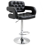 Adjustable Height Barstool Steel Pole Pu Leather | Black
