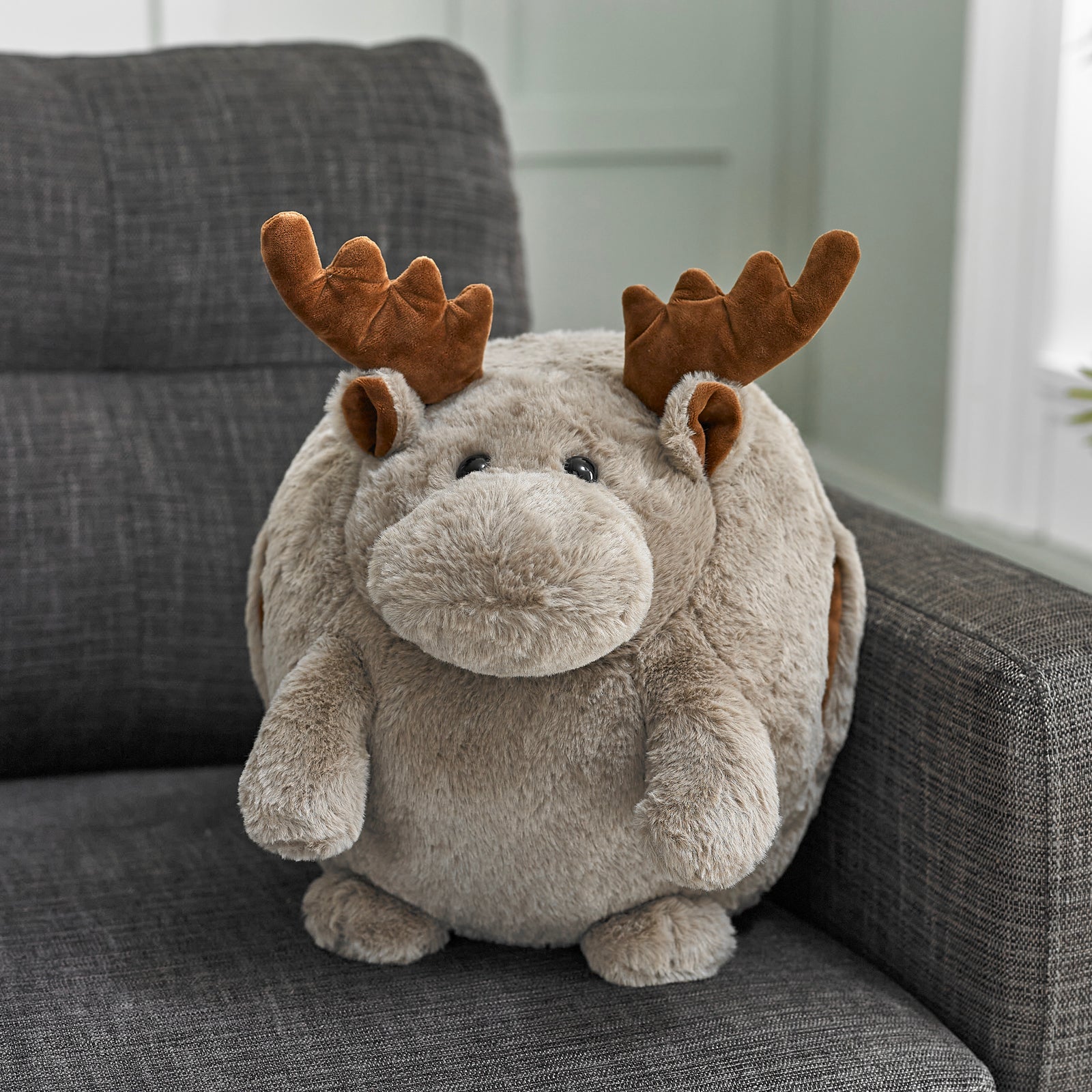 Soft Giant Handwarmer Cozy Plush Reindeer | 30cm x 30cm | Brown