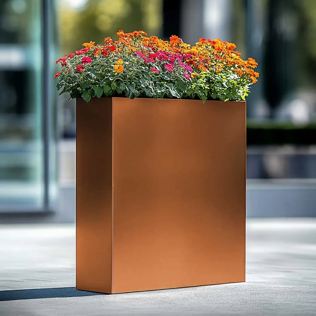 Long Zinc Galvanised Tall Trough Planter | 75cm x 25cm x 90cm | Copper