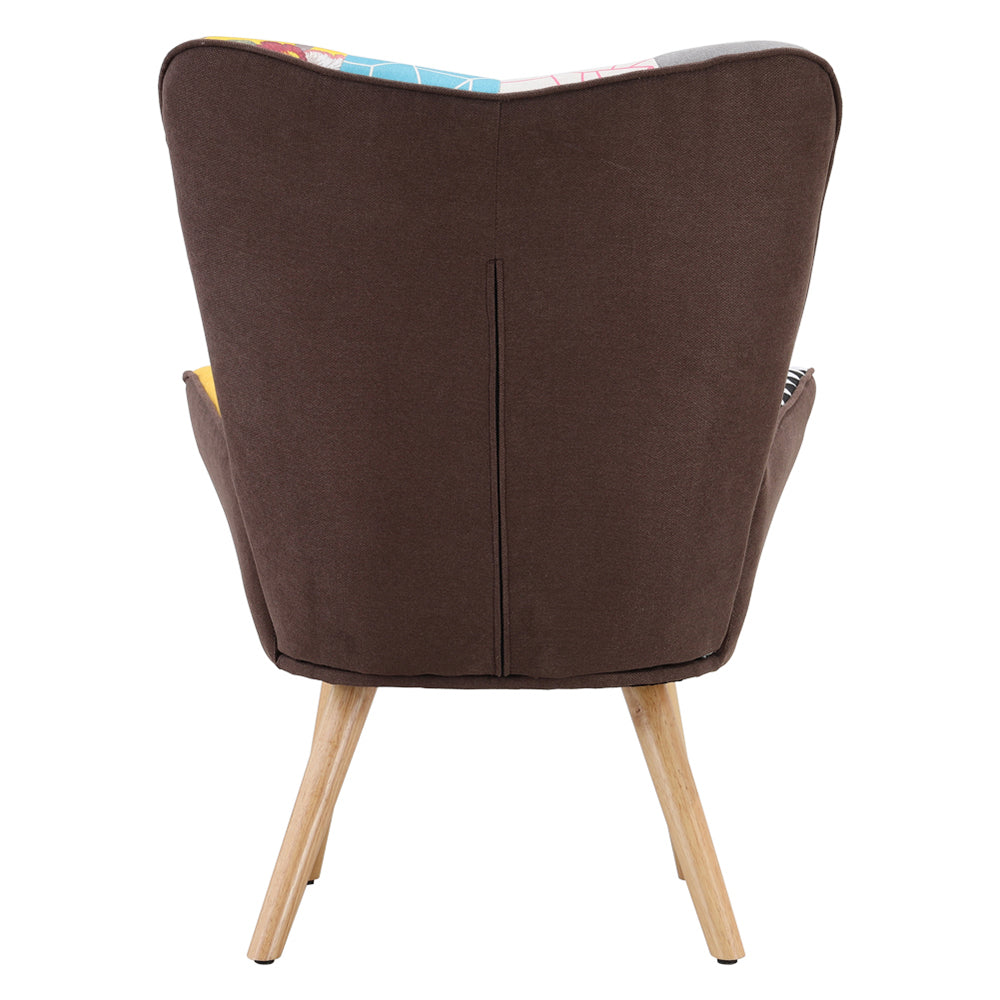 Tufted Button Linen Armchair With Wooden Legs