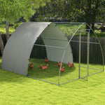 Pawhut Walk-in Chicken Run With Cover, For Chickens | Silver