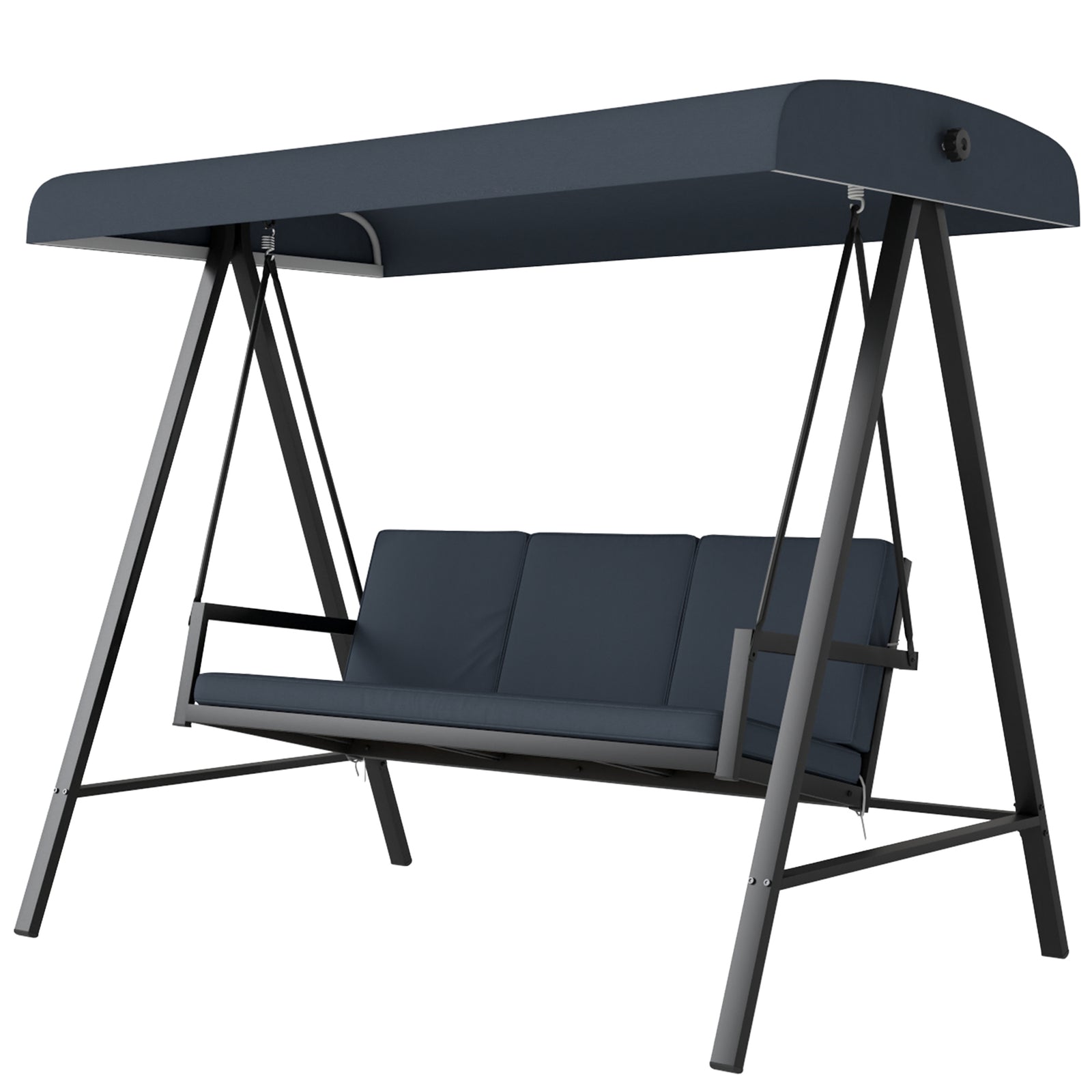 3 Seater Garden Swing Chair W/ Adjustable Canopy And Cushion