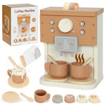 AIYAPLAY Kids Wooden Coffee Machine Toy, Pretend Role Play Toy