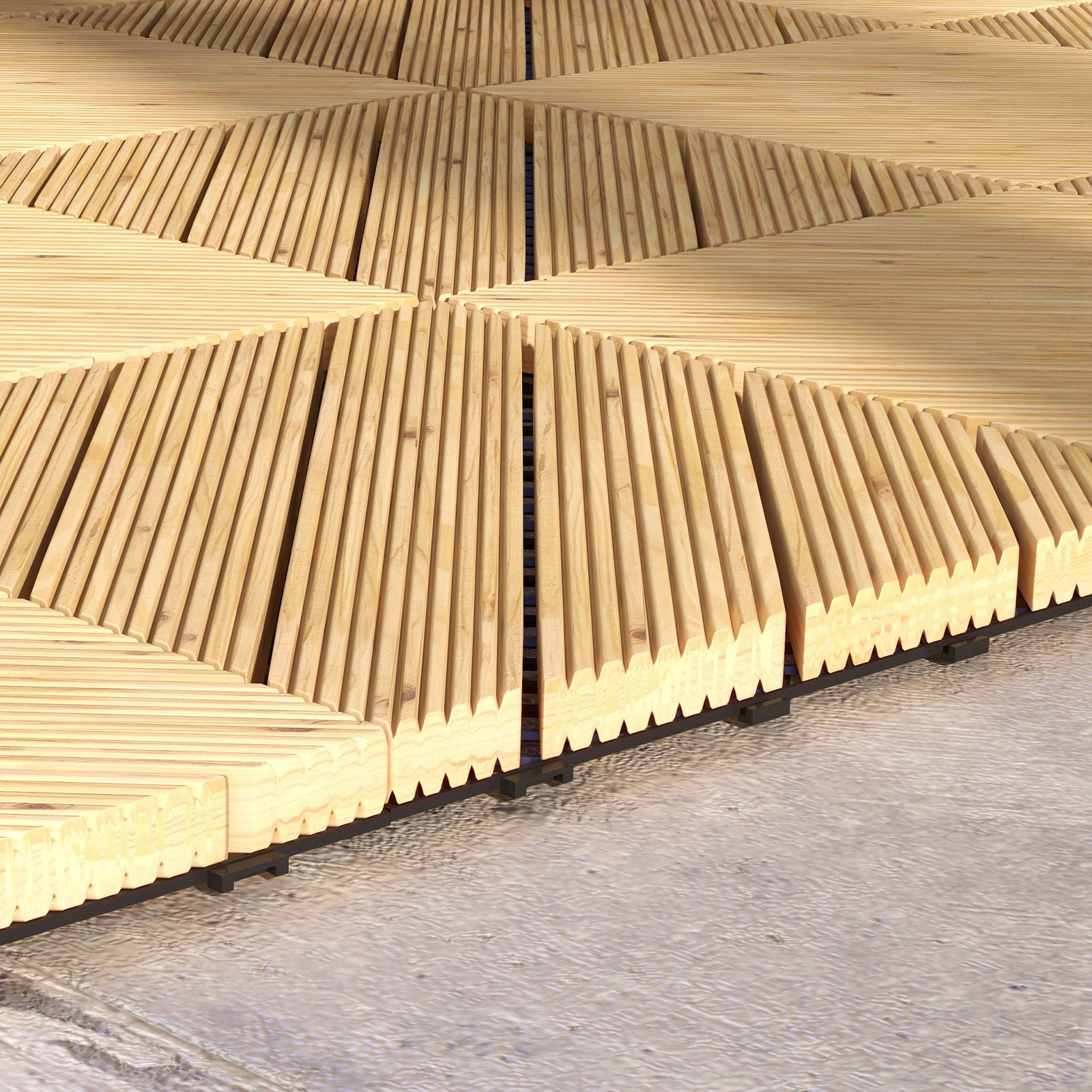 9 Pcs Yellow Anti-slip Deck Tiles 30x30 Cm, 0.81㎡ Pack