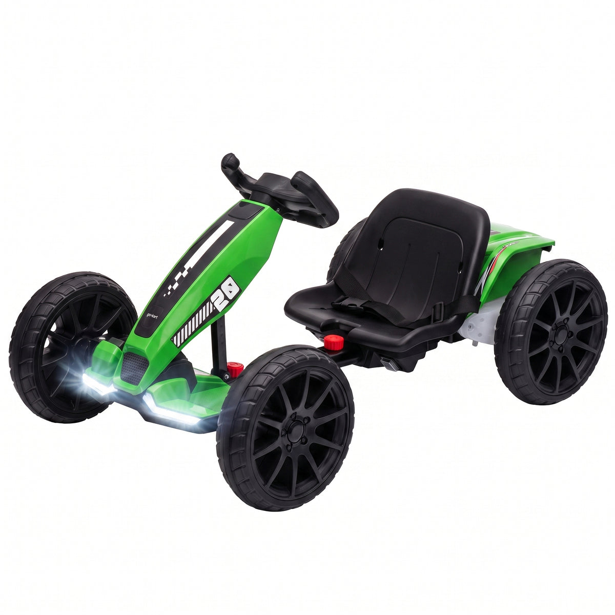 Electric Go Kart For Kids With Dual Motors, Adjustable Seat | Green