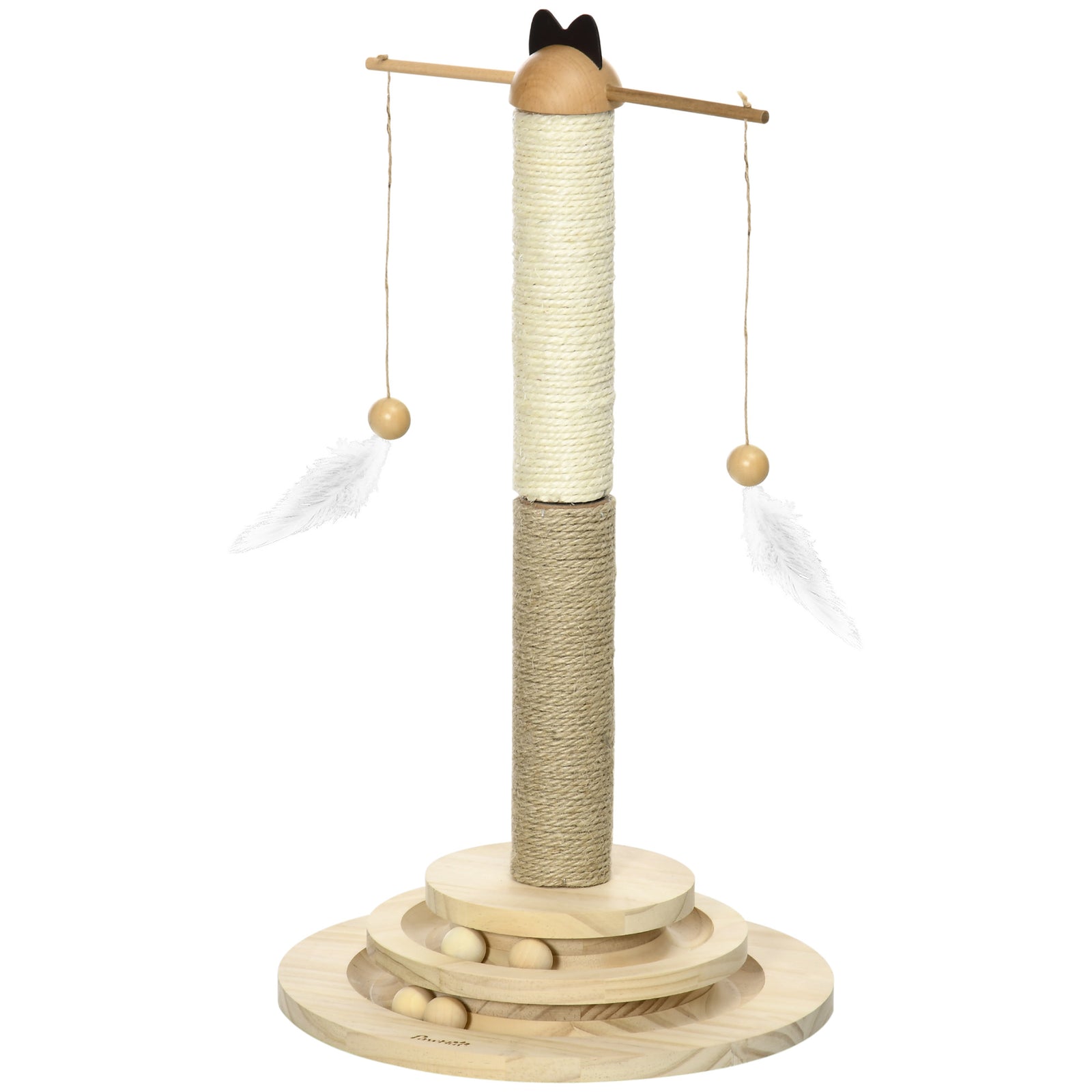 Cat Tower W/ Turntable Toy Ball, Jute And Sisal Scratching Post