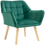 Velvet-feel Accent Chair With Arms Slanted Back Wood Legs | One Size | Green