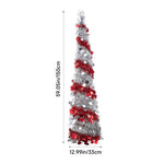 5ft Decorative Pop-up Artificial Tinsel Christmas Trees,red & White