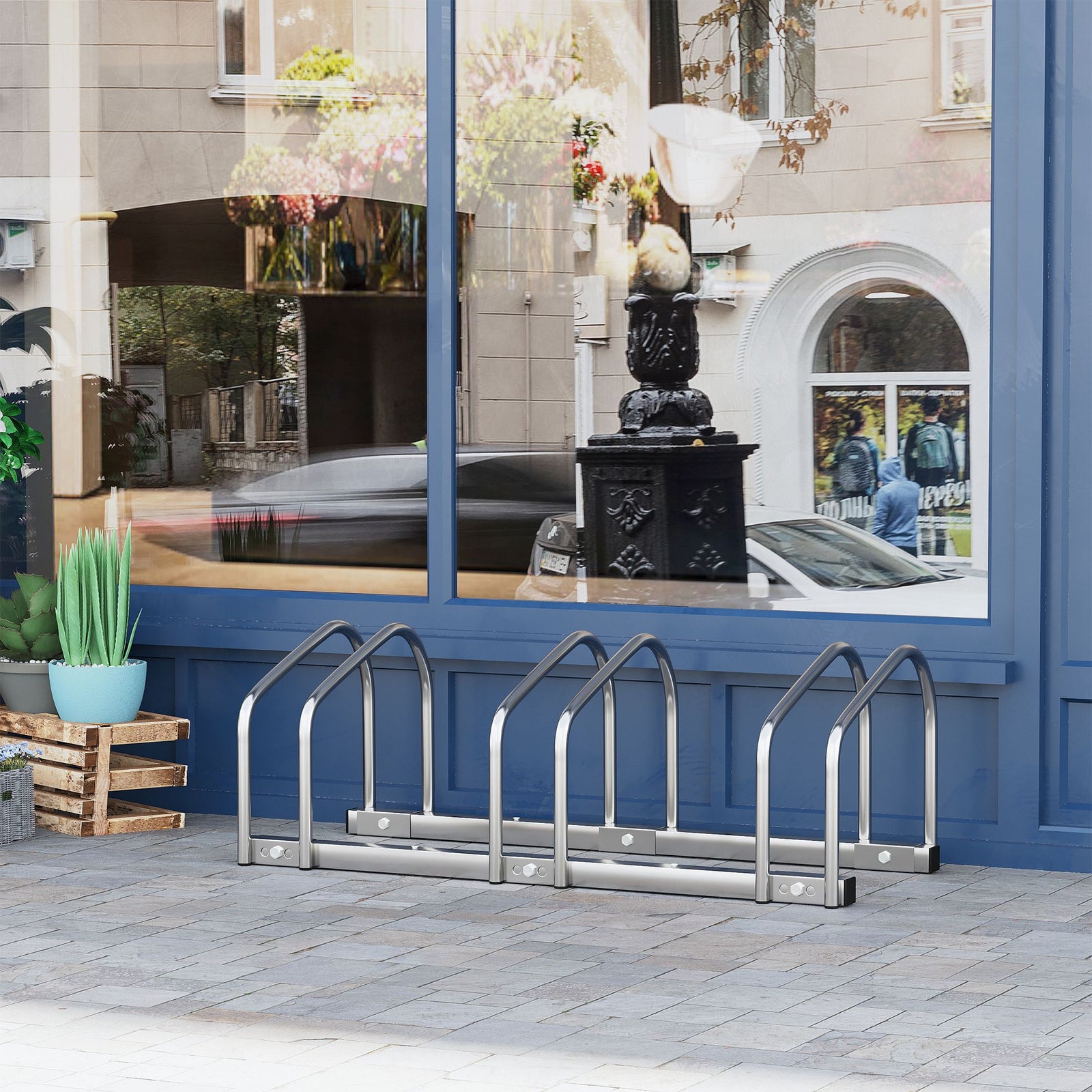 Bike Rack Floor Stand 3 Racks | Silver
