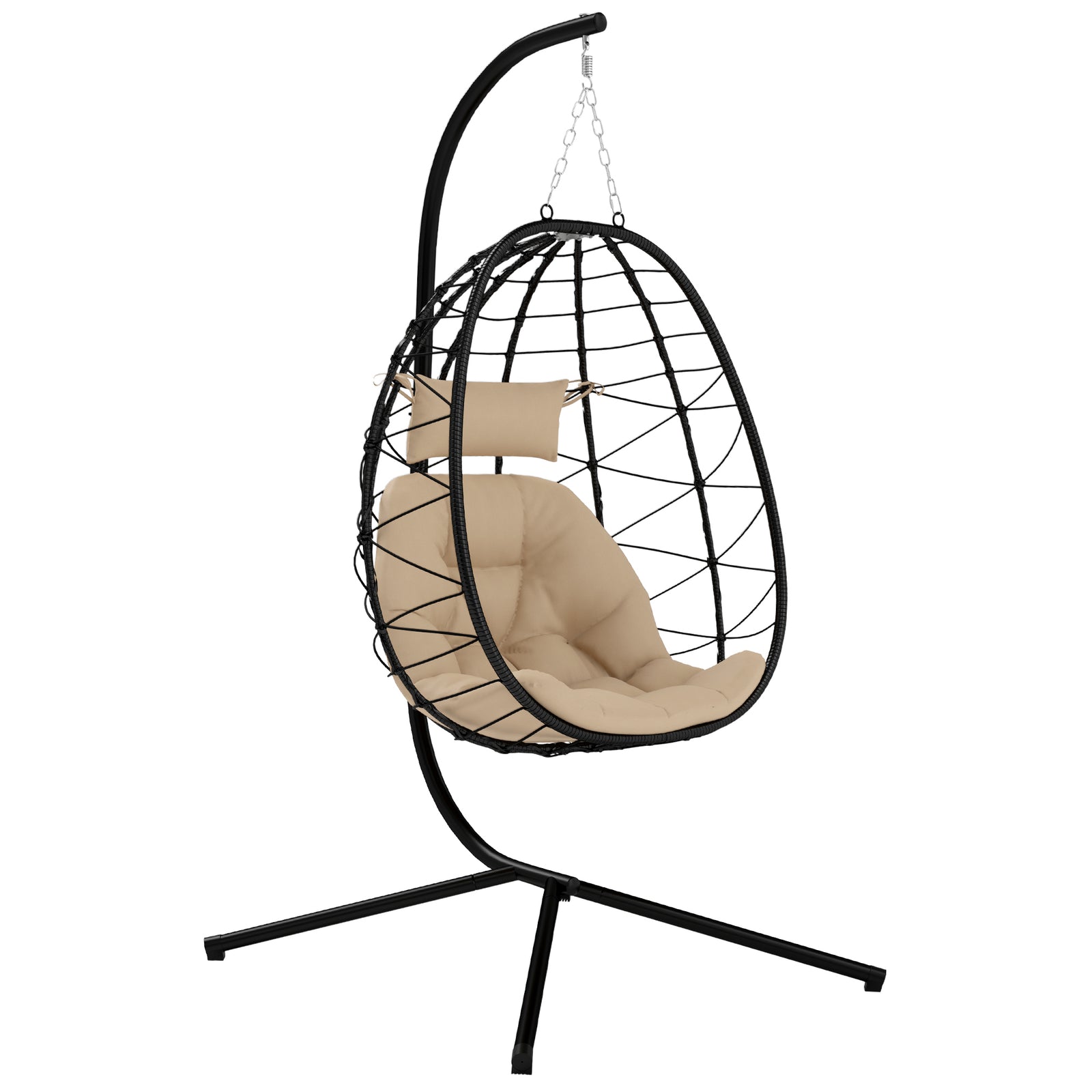 Garden Egg Chair Outdoor Hanging Swing Chair, Folding Basket | Khaki