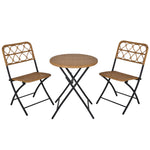 3 Pcs Folding Rattan Wicker Bistro Set, Coffee Table Set | Natura