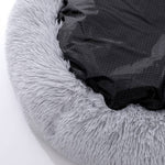 Dia 60cm Calming Donut Plush Dog Cuddler Bed Round Dog Bed | Large | Light Grey