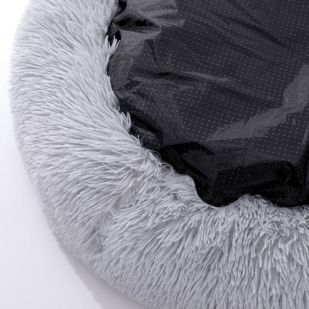 Dia 50cm Calming Donut Plush Dog Cuddler Bed Round Dog Bed | Small | Light Grey