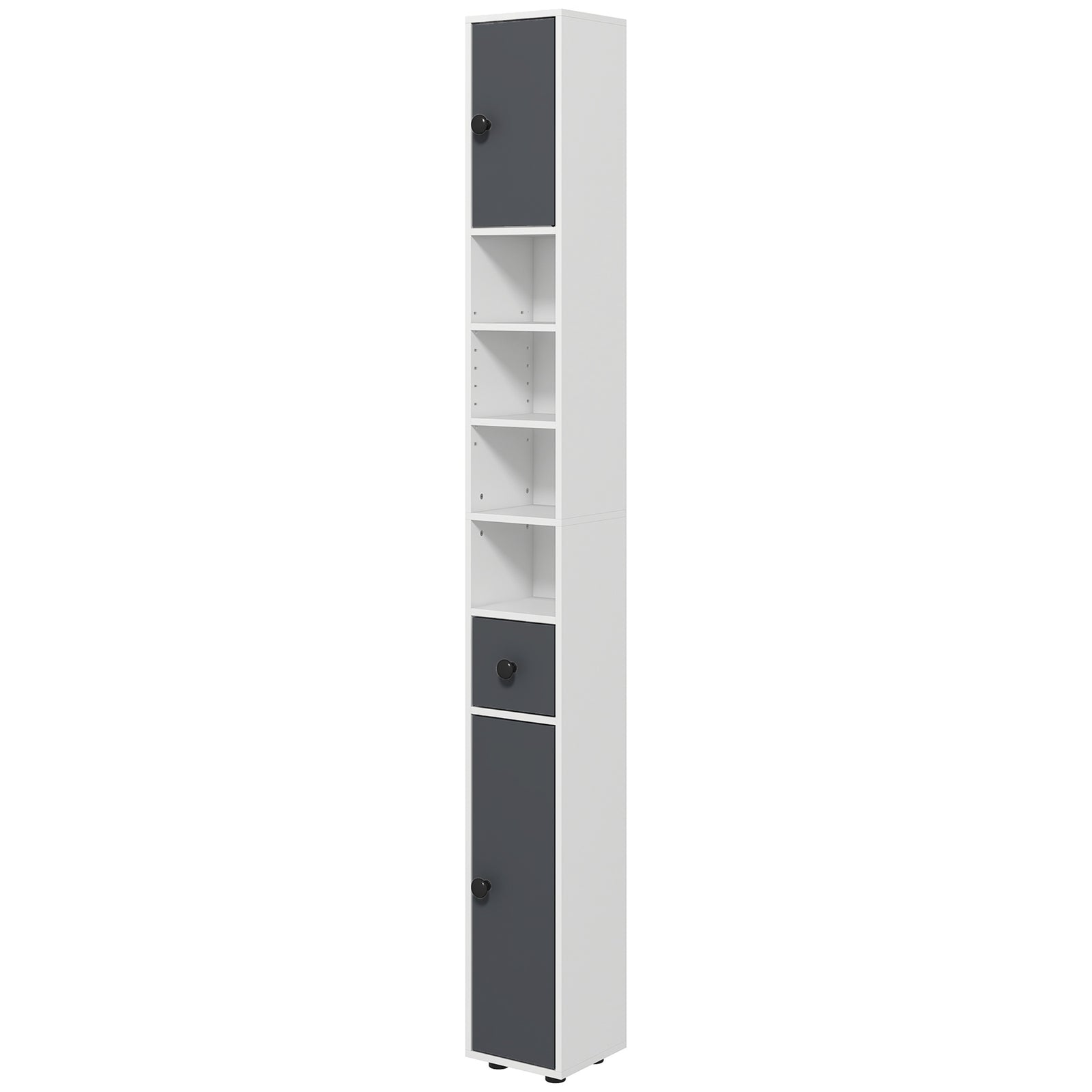 Slim Bathroom Cabinet, Toilet Roll Storage W/ Open Shelves | One Size