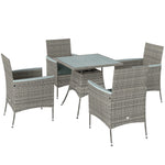 Rattan Dining Set, 4 Seater With 50mm Parasol Hole | Gray