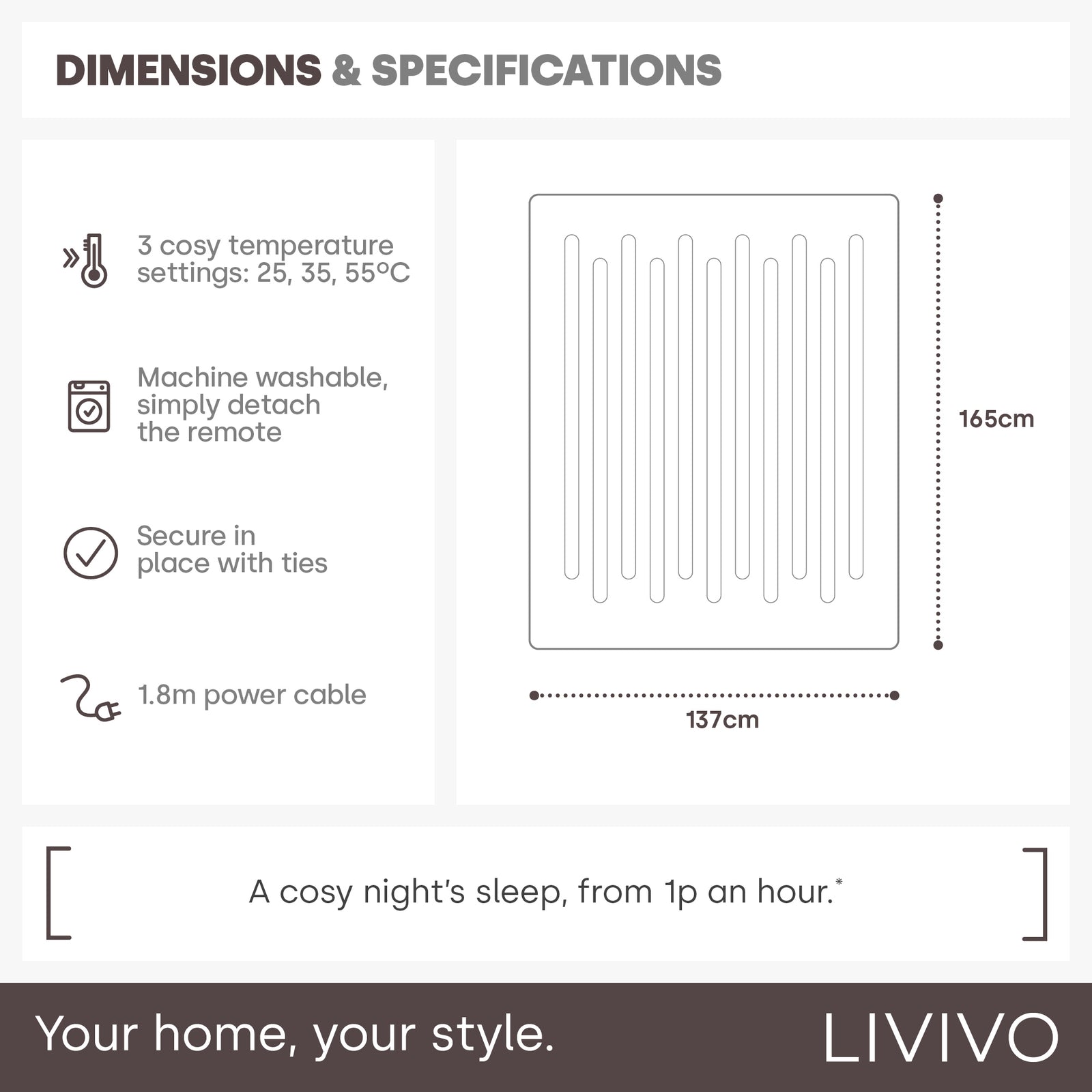 Electric Under Blanket | King | White