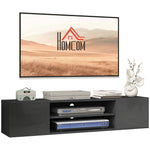 Floating Tv Unit For 60" With Shelves Cabinets | Gray