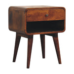 Solid Wood Curve Open Slot Chestnut Bedside