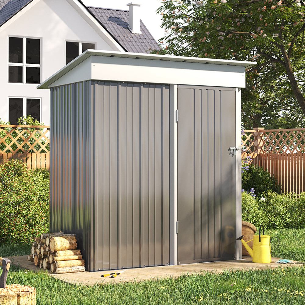 3x5ft Galvanised Metal Garden Shed Metal Storage Shed With Lockable Door