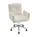 Beige Teddy Fleece Office Chair With 360° Swivel, Adjustable Height Gas Lift