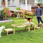 3 Pieces Wooden Dog Agility Training Equipment, Natural Wood | Natura