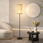 Standing Floor Lamp With Linen Shade, Black