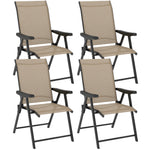 Folding Chair W/ Breathable Mesh Fabric Seat | Set of 4 | Brown