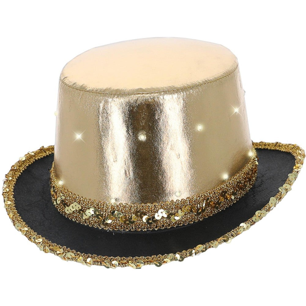 Led Light Up Metallic Top Hat | Gold