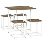 5pc Dining Table Set, Metal Frame, Square Table