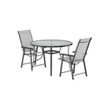 3 Pieces Garden Dining Set Tempered Glass Outdoor Coffee Table And Chairs