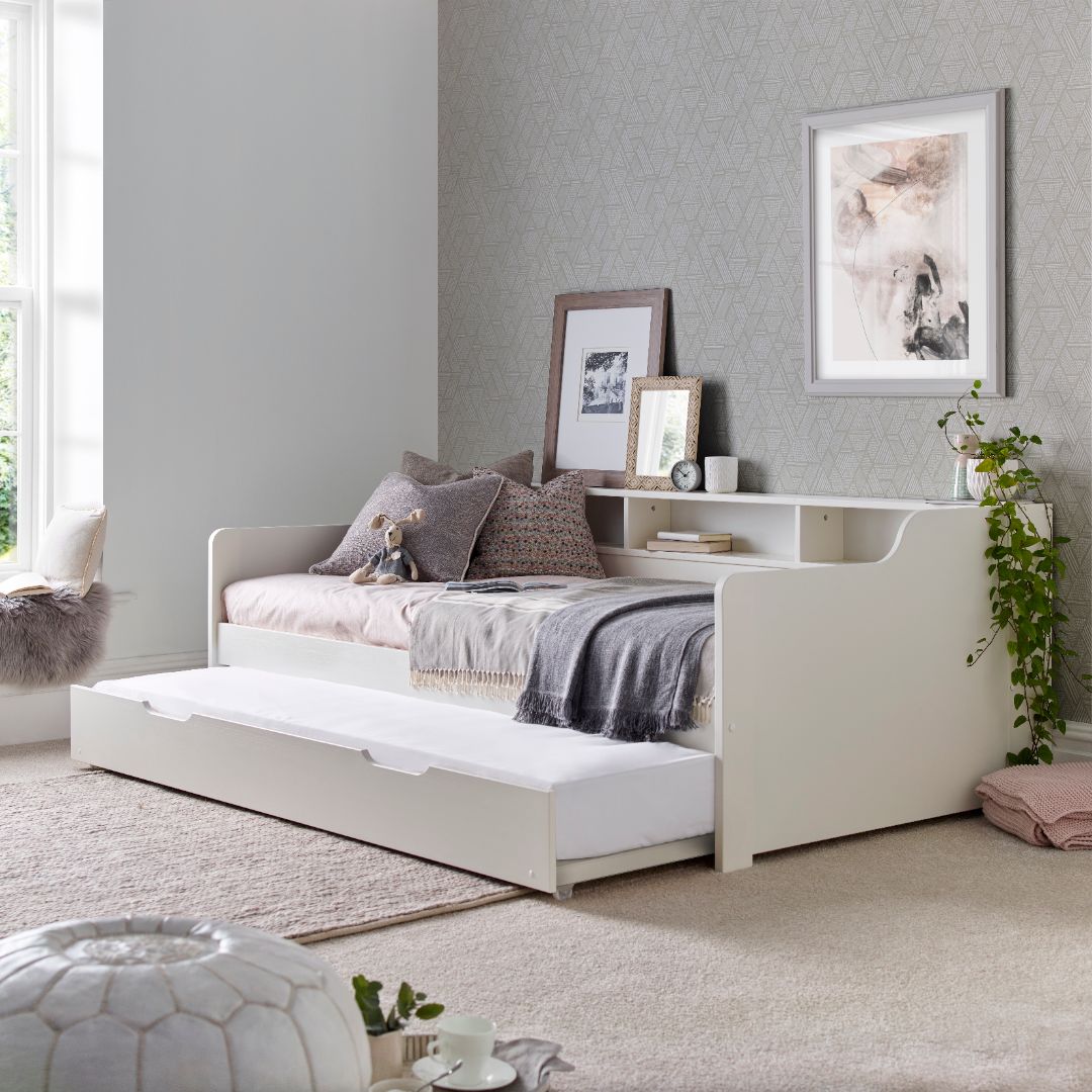 Tyler Guest Bed And Trundle With Orthopaedic Mattresses | Single | White