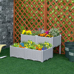 26l Set Of 4 Raised Flower Bed Plant Stand | Gray