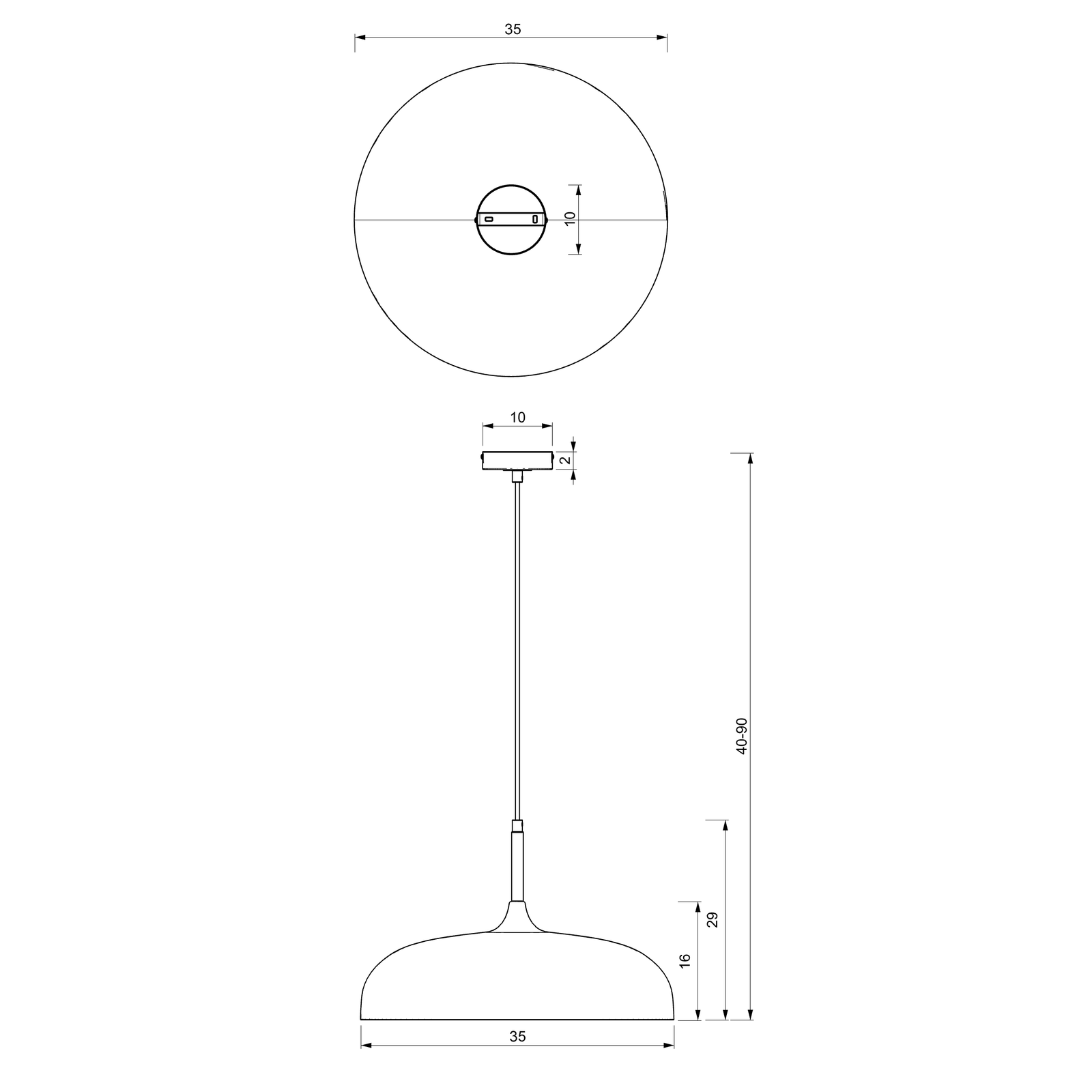 Pendant Lamp Lincoln 1xe27 35cm | 35cm | White