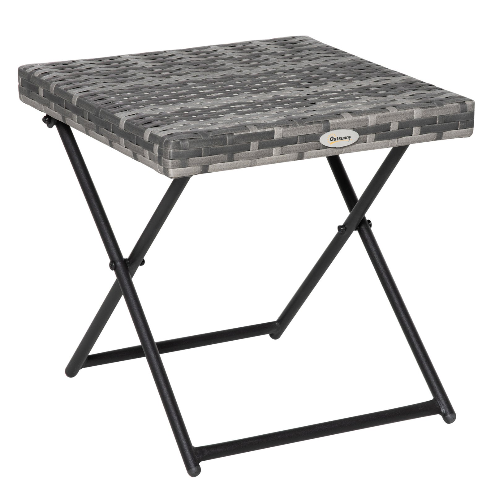 Folding Rattan Coffee Table W/ Steel Frame Bistro Garden