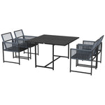 5 Pieces Patio Dining Set Table And Chairs Dark Grey