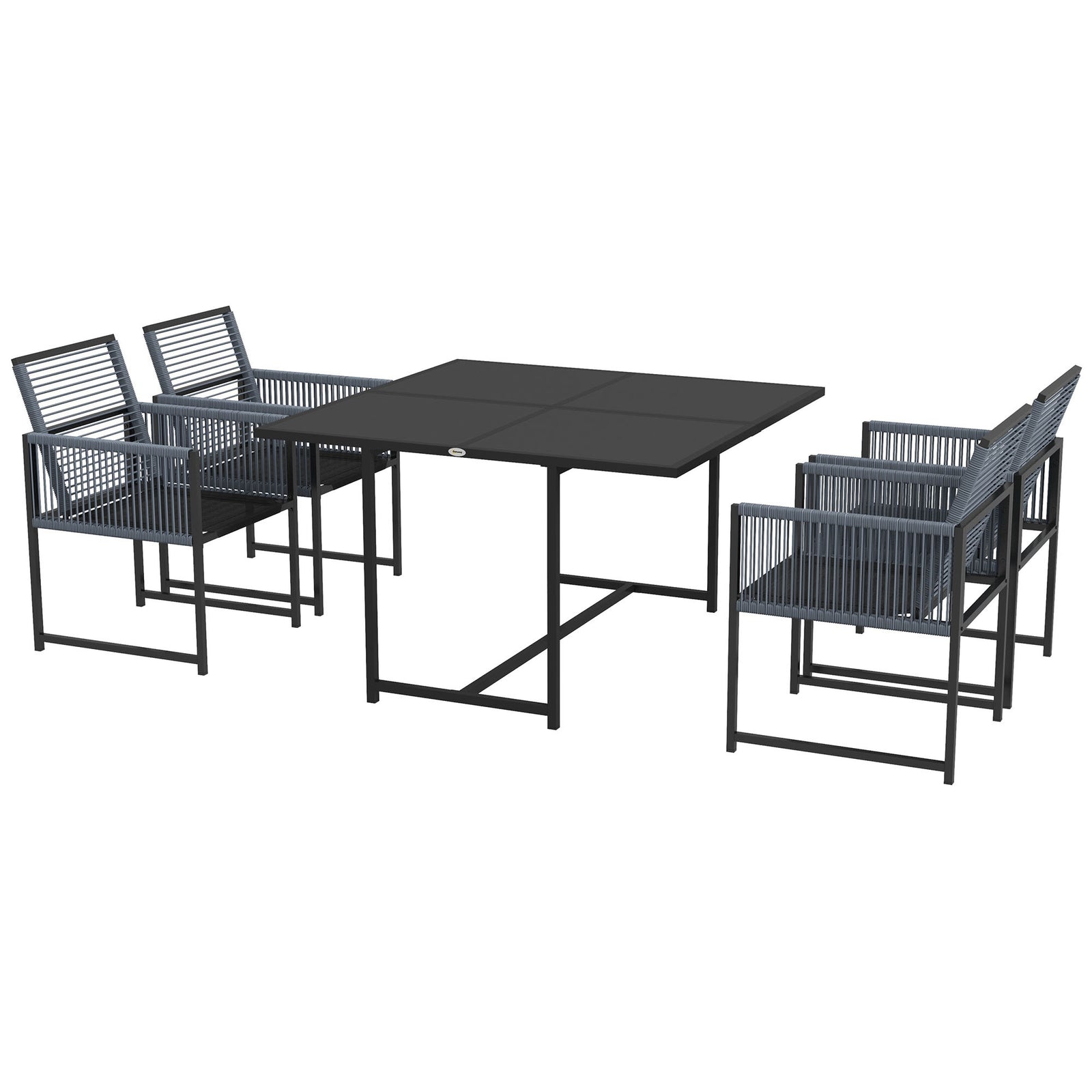 5 Pieces Patio Dining Set Table And Chairs Dark Grey