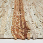 Recycled Leather Handwoven Stripe Rug | 150cm x 95cm | Brown