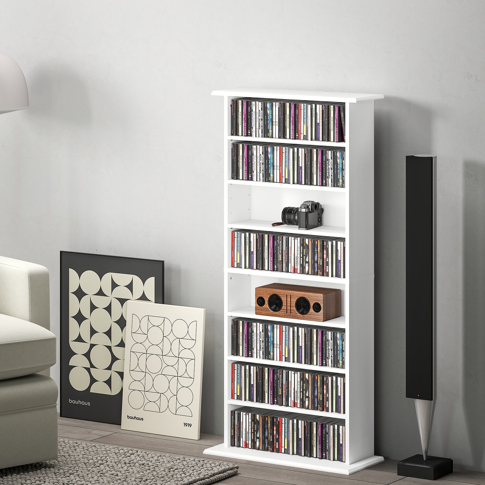 Cd Storage Unit Dvd Tower Blu-ray Storage Shelf For Office | Small | White