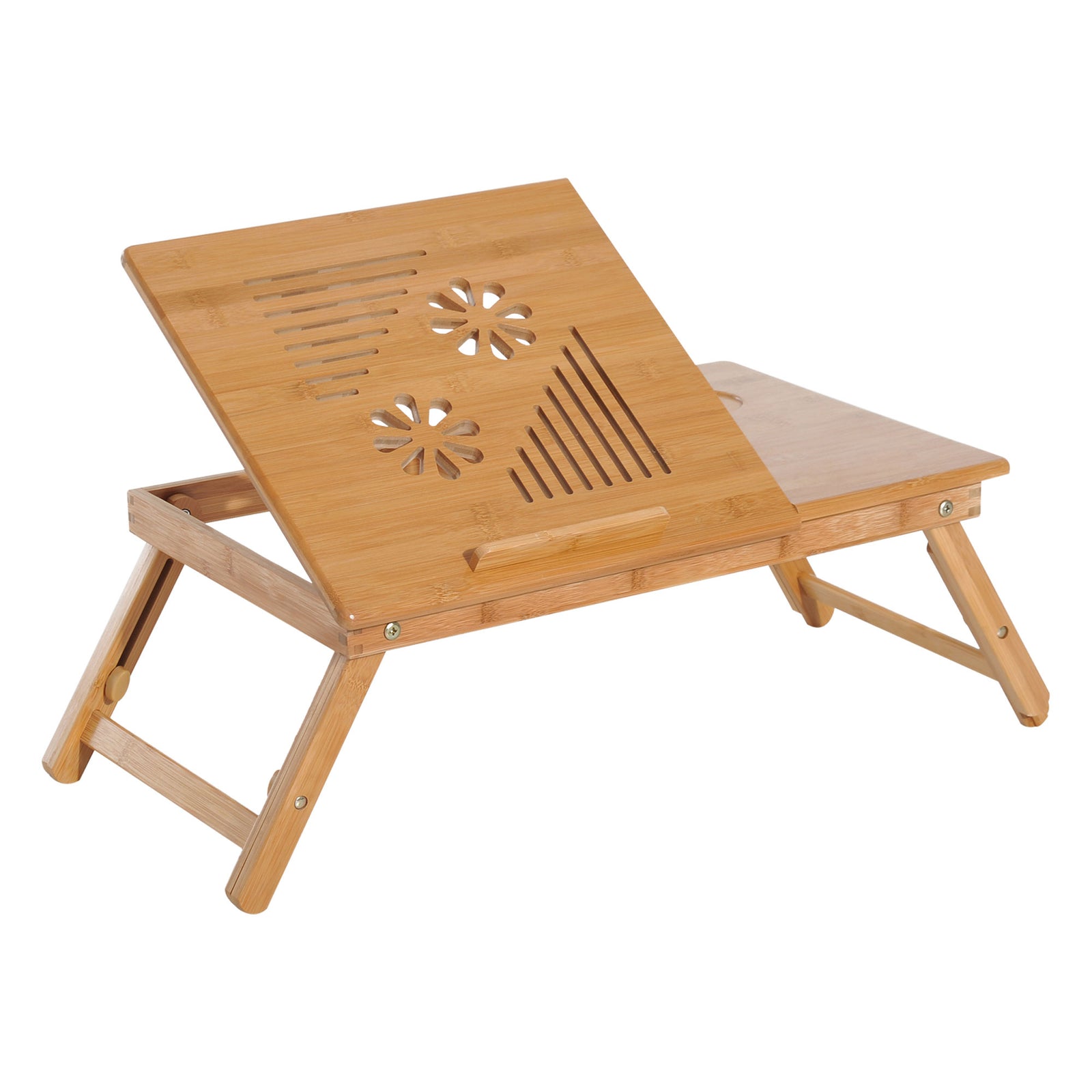 Portable Laptop Desk Notebook Tray Table Drawer Bamboo