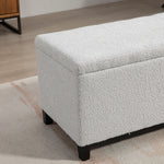 Sherman Boucle Fabric Storage Ottoman - Light Grey
