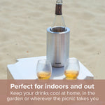 Wine Bottle Cooler – Reusable Ice-free Drink Chiller With Freezer Bullet – Keeps Wine, Prosecco & Champagne Cold For Hours – Fits Most 750ml Bottles | Silver