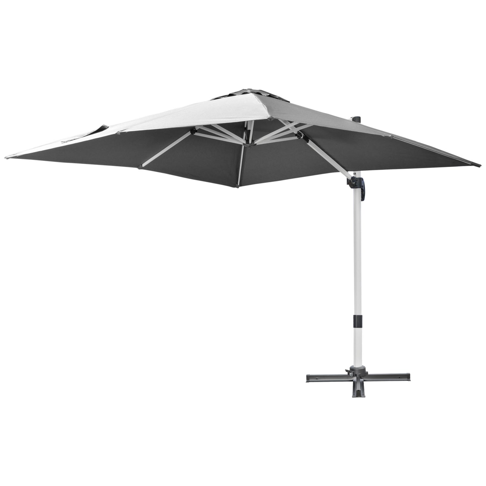 3x3m Cantilever Roma Parasol W/ 360° Crank Handle Tilt | Gray