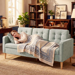 Modern 3 Seater Sofa With Hidden Storage And Rubber Wood Legs | Light Grey